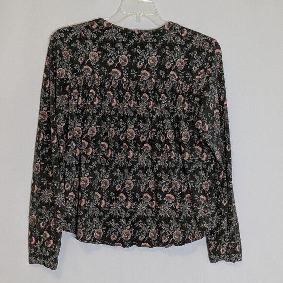 AVENTURA Sage Green/Pink Floral Long Sleeve Button Knit Blouse; Size XL - Picture 3 of 5